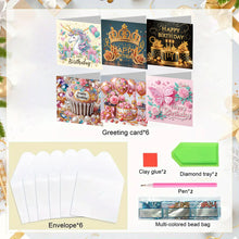 Load image into Gallery viewer, 6Pcs DIY Diamond Painting Greeting Card with Envelope 5D DIY Drill Painting Card