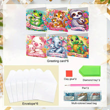 Load image into Gallery viewer, 6Pcs DIY Diamond Painting Greeting Card with Envelope 5D DIY Drill Painting Card