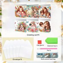 Load image into Gallery viewer, 6Pcs DIY Diamond Painting Greeting Card with Envelope 5D DIY Drill Painting Card