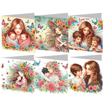 Load image into Gallery viewer, 6Pcs DIY Diamond Painting Greeting Card with Envelope 5D DIY Drill Painting Card