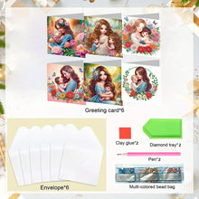 Load image into Gallery viewer, 6Pcs DIY Diamond Painting Greeting Card with Envelope 5D DIY Drill Painting Card