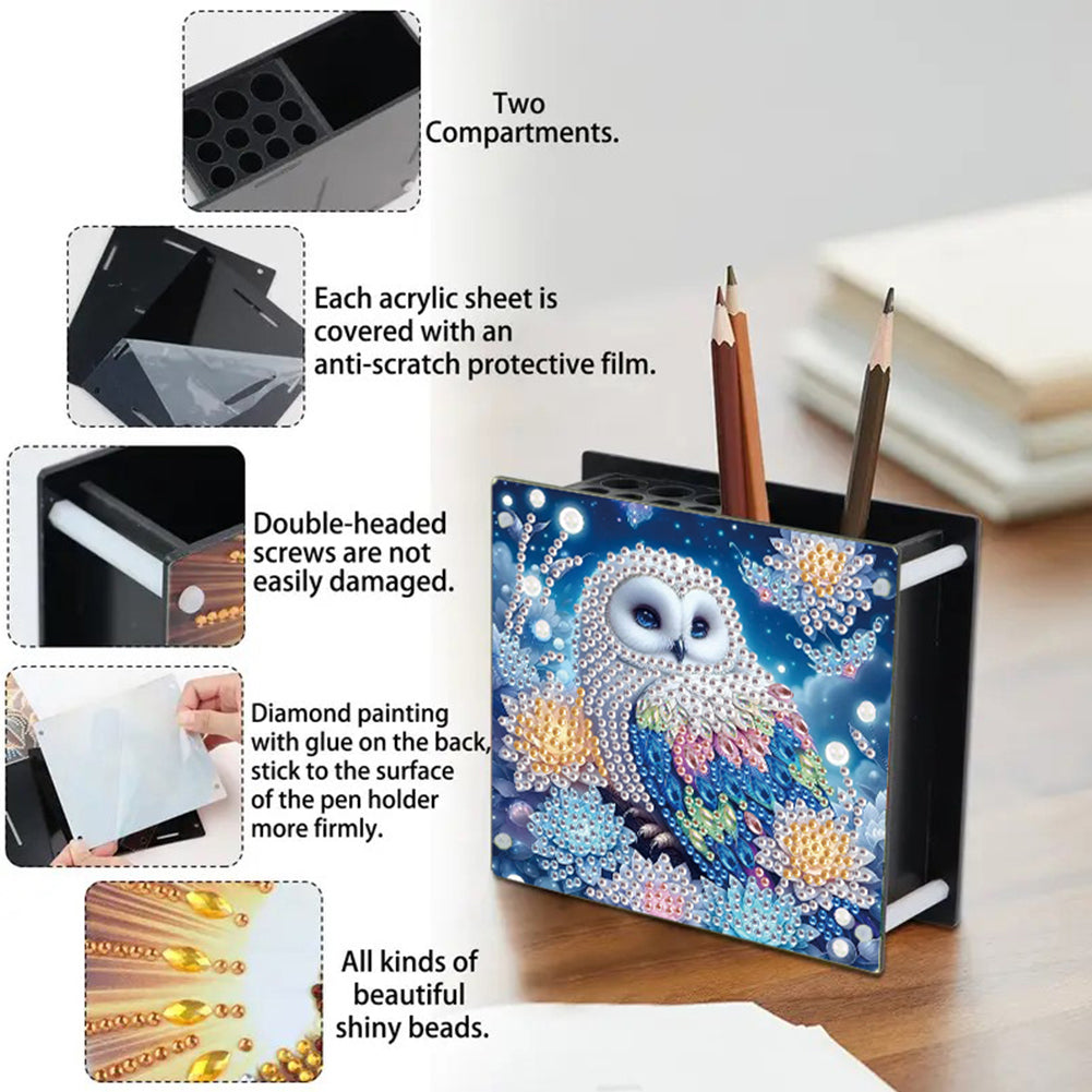 Acrylic Special Shape Animals DIY Diamond Painting Pen Holder Kit for Art Crafts