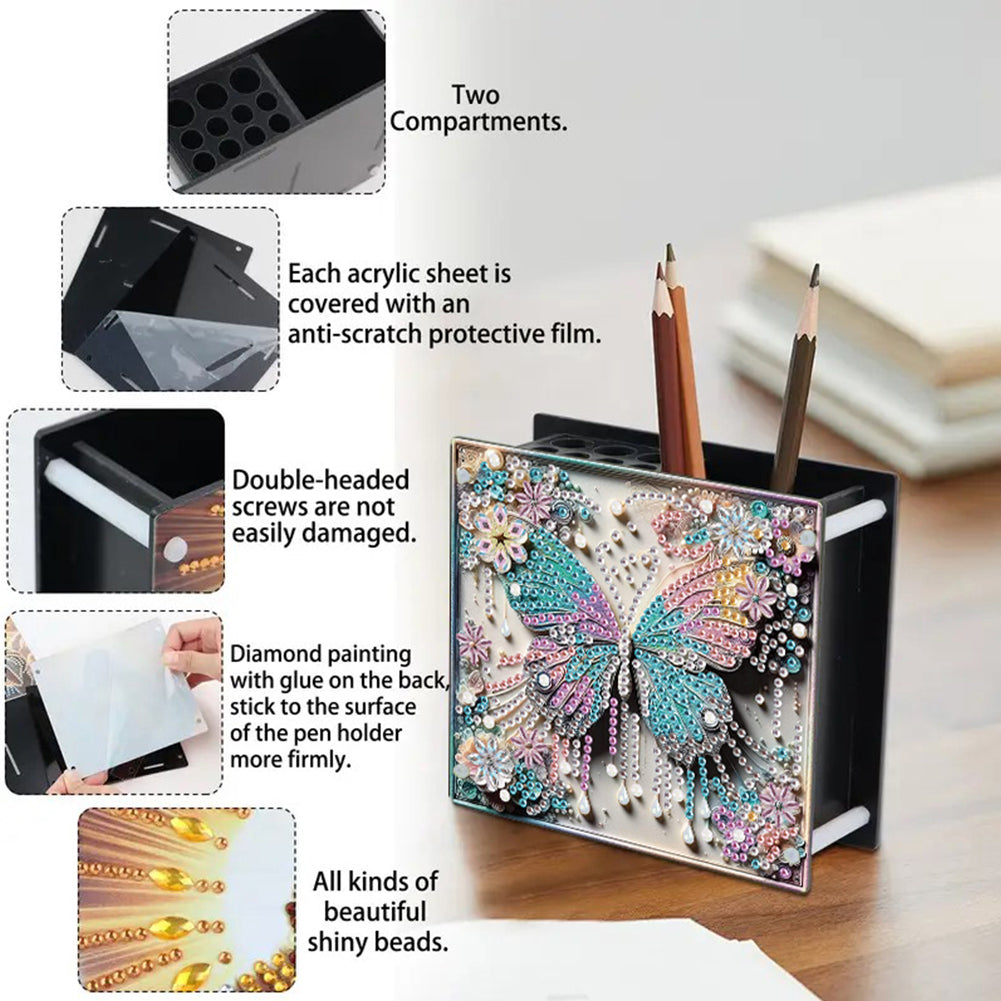 Acrylic Special Shape Animals DIY Diamond Painting Pen Holder Kit for Art Crafts