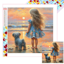 Load image into Gallery viewer, Diamond Painting - Full Square - Little Girl Playing On The Beach In Summer (30*30CM)
