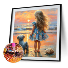 Load image into Gallery viewer, Diamond Painting - Full Square - Little Girl Playing On The Beach In Summer (30*30CM)