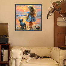 Load image into Gallery viewer, Diamond Painting - Full Square - Little Girl Playing On The Beach In Summer (30*30CM)