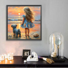 Load image into Gallery viewer, Diamond Painting - Full Square - Little Girl Playing On The Beach In Summer (30*30CM)