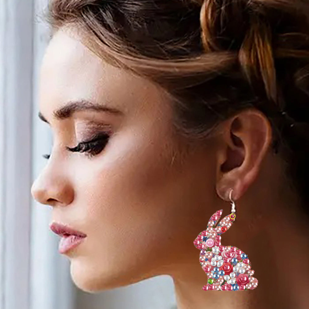 4 Pairs Double Sided Exquisite Pattern Diamond Painting Earrings for Women Girls