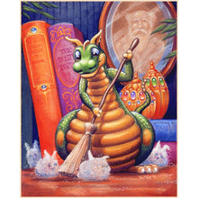 Load image into Gallery viewer, AB Diamond Painting - Full Round - Cleaning Little Green Dragon (40*50CM)