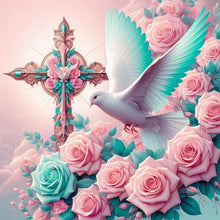 Load image into Gallery viewer, Diamond Painting - Full Round - Cross Rose White Dove (40*40CM)