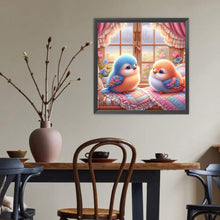 Load image into Gallery viewer, Diamond Painting - Full Round - Blue And Orange Double Bird Indoors On Rainy Days (40*40CM)