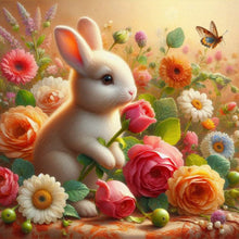 Load image into Gallery viewer, Diamond Painting - Full Round - Butterfly Rabbit In The Flower Bush (40*40CM)
