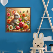 Load image into Gallery viewer, Diamond Painting - Full Round - Butterfly Rabbit In The Flower Bush (40*40CM)