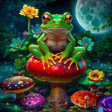Load image into Gallery viewer, Diamond Painting - Full Round - Mushroom Pond Frog Under The Moon (40*40CM)