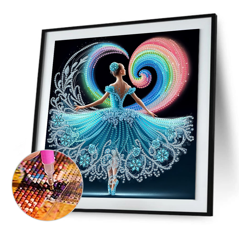 Diamond Painting - Partial Special Shaped - Beautiful Skirt Dancing Girl (30*30CM)
