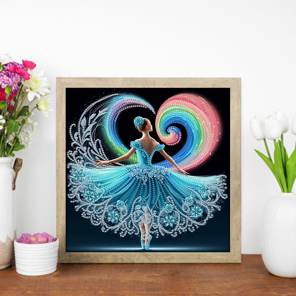 Diamond Painting - Partial Special Shaped - Beautiful Skirt Dancing Girl (30*30CM)