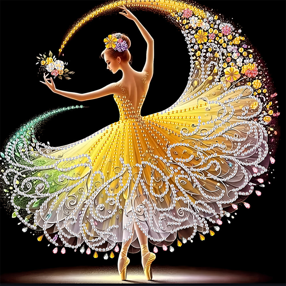 Diamond Painting - Partial Special Shaped - Beautiful Skirt Dancing Girl (30*30CM)