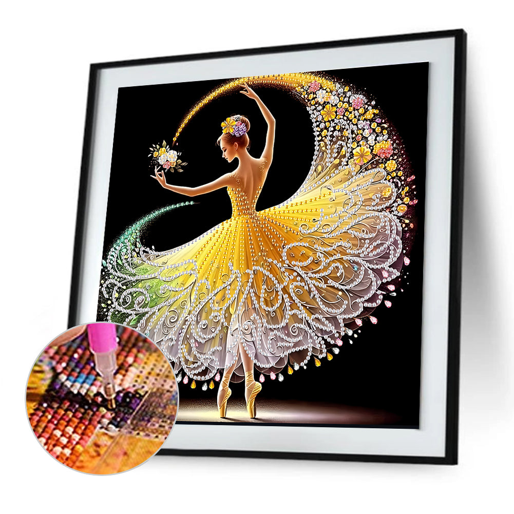 Diamond Painting - Partial Special Shaped - Beautiful Skirt Dancing Girl (30*30CM)