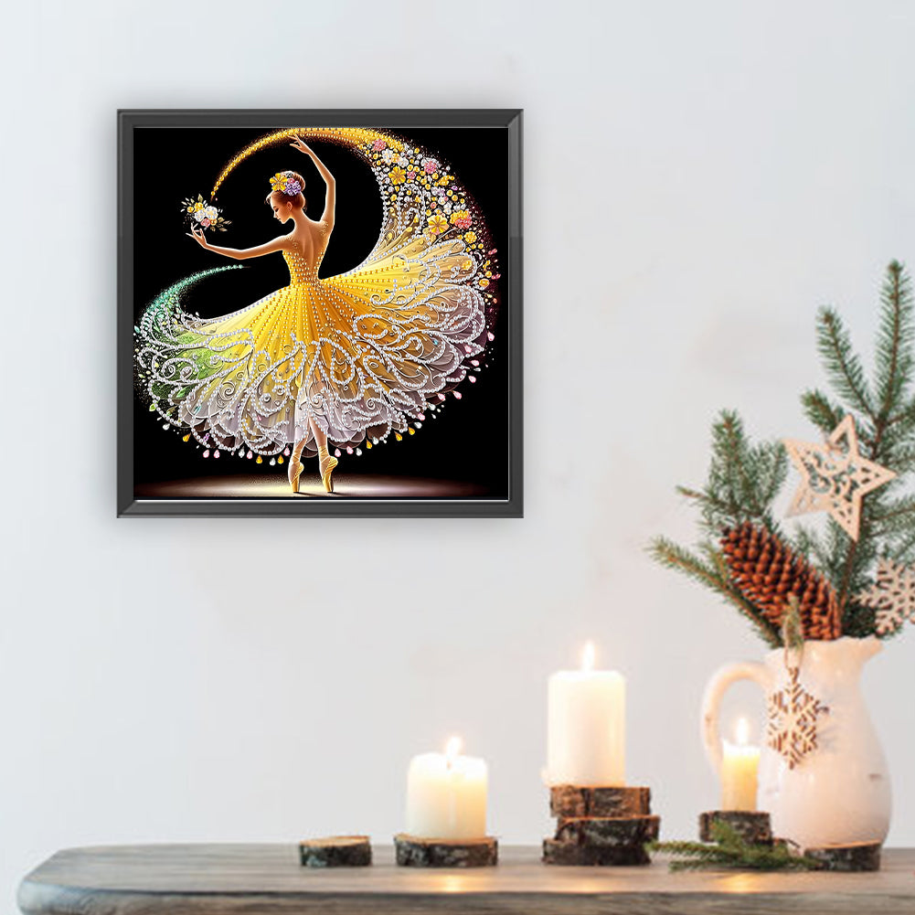 Diamond Painting - Partial Special Shaped - Beautiful Skirt Dancing Girl (30*30CM)