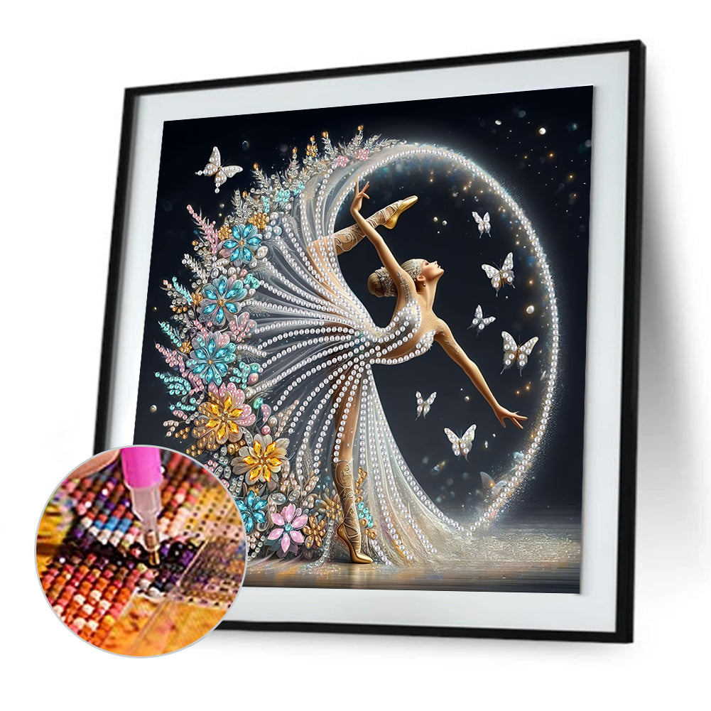 Diamond Painting - Partial Special Shaped - Beautiful Skirt Dancing Girl (30*30CM)