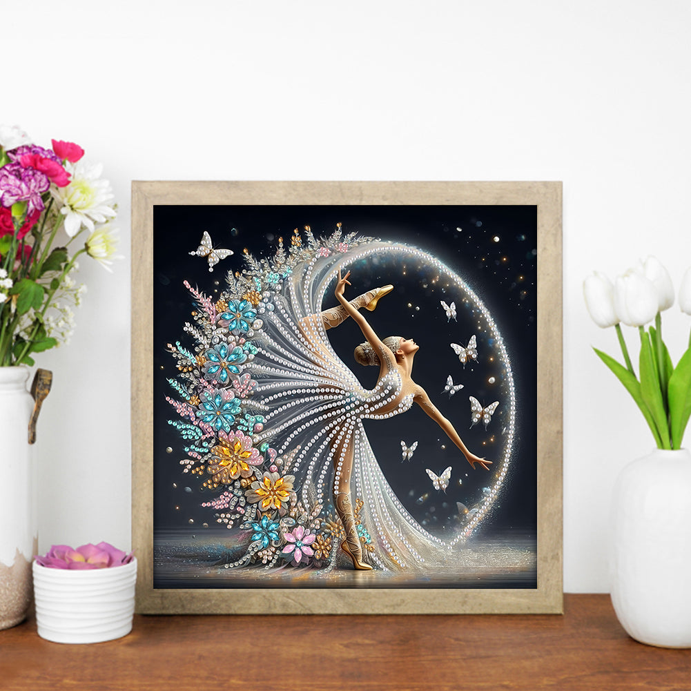 Diamond Painting - Partial Special Shaped - Beautiful Skirt Dancing Girl (30*30CM)