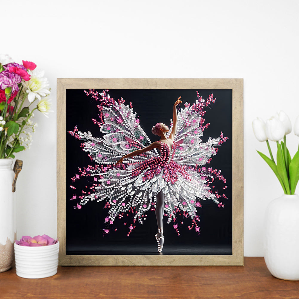 Diamond Painting - Partial Special Shaped - Beautiful Skirt Dancing Girl (30*30CM)