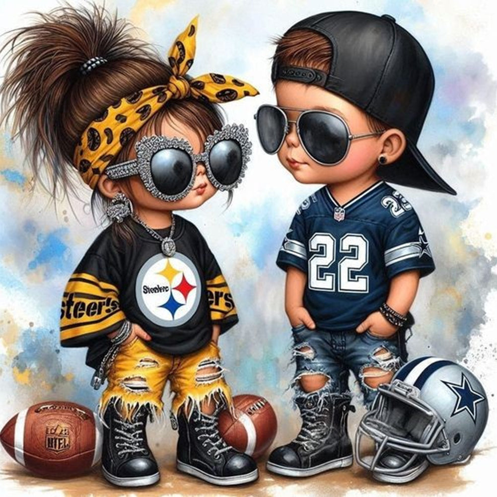 Diamond Painting - Full Round - Pittsburgh Steelers Girl Boy (40*40CM)