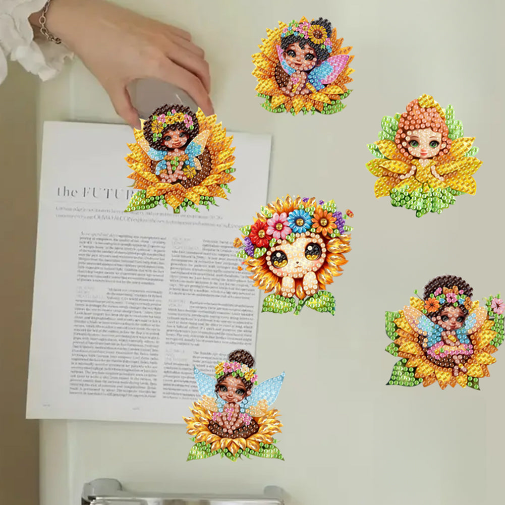 6Pcs Acrylic Cute Pattern Diamond Art Refrigerator Magnets Sticker for Beginners