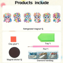 Load image into Gallery viewer, 6Pcs Acrylic Cute Pattern Diamond Art Refrigerator Magnets Sticker for Beginners