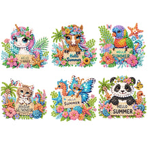 Load image into Gallery viewer, 6Pcs Acrylic Cute Pattern Diamond Art Refrigerator Magnets Sticker for Beginners