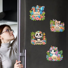 Load image into Gallery viewer, 6Pcs Acrylic Cute Pattern Diamond Art Refrigerator Magnets Sticker for Beginners