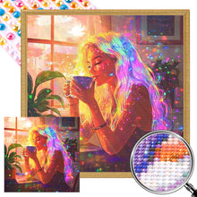 Load image into Gallery viewer, AB Diamond Painting - Full Round - Cozy Afternoon Tea Girl (40*40CM)
