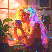 Load image into Gallery viewer, AB Diamond Painting - Full Round - Cozy Afternoon Tea Girl (40*40CM)