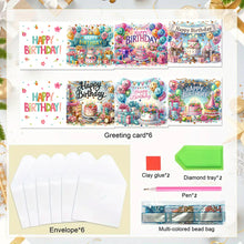 Load image into Gallery viewer, 6Pcs Birthday Diamond Handmade Card Diamond Daily Wish Card for Adults Beginners