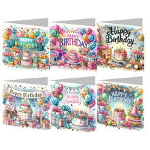 Load image into Gallery viewer, 6Pcs Birthday Diamond Handmade Card Diamond Daily Wish Card for Adults Beginners