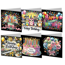 Load image into Gallery viewer, 6Pcs Birthday Diamond Handmade Card Diamond Daily Wish Card for Adults Beginners