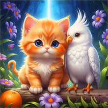 Load image into Gallery viewer, Diamond Painting - Full Round - Orange Cat And White Parrot (30*30CM)