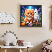 Load image into Gallery viewer, Diamond Painting - Full Round - Orange Cat And White Parrot (30*30CM)
