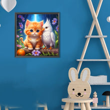 Load image into Gallery viewer, Diamond Painting - Full Round - Orange Cat And White Parrot (30*30CM)