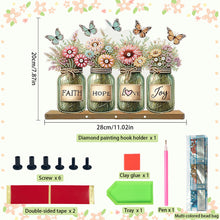 Load image into Gallery viewer, Acrylic Vase Bouquet Diamond Art Hanging Hooks A Row of 3 Hooks DIY Crafts Decor