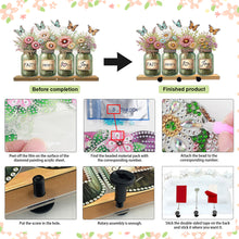 Load image into Gallery viewer, Acrylic Vase Bouquet Diamond Art Hanging Hooks A Row of 3 Hooks DIY Crafts Decor