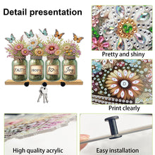 Load image into Gallery viewer, Acrylic Vase Bouquet Diamond Art Hanging Hooks A Row of 3 Hooks DIY Crafts Decor