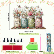 Load image into Gallery viewer, Acrylic Vase Bouquet Diamond Art Hanging Hooks A Row of 3 Hooks DIY Crafts Decor