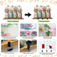 Load image into Gallery viewer, Acrylic Vase Bouquet Diamond Art Hanging Hooks A Row of 3 Hooks DIY Crafts Decor