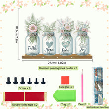 Load image into Gallery viewer, Acrylic Vase Bouquet Diamond Art Hanging Hooks A Row of 3 Hooks DIY Crafts Decor