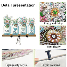 Load image into Gallery viewer, Acrylic Vase Bouquet Diamond Art Hanging Hooks A Row of 3 Hooks DIY Crafts Decor