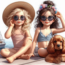 Load image into Gallery viewer, Diamond Painting - Full Round - Two Girls With Sunglasses (40*40CM)