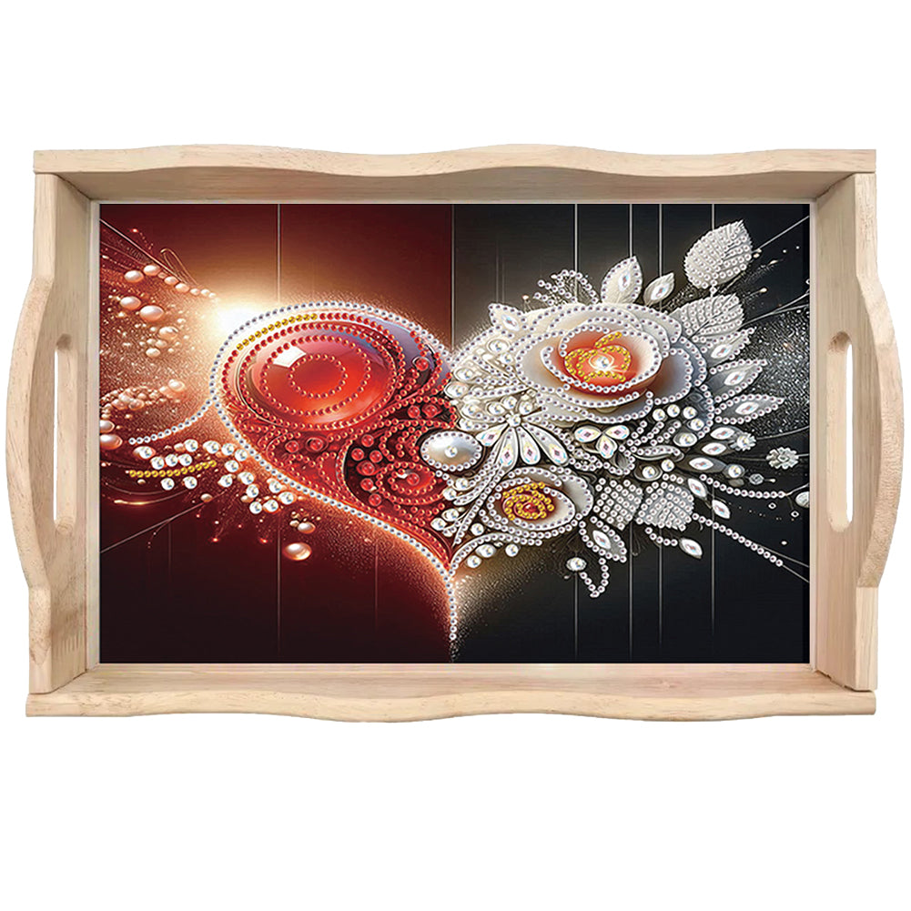 Diamond Painting Wooden Serving Tray with Handles Diamond Painting Dining Plate
