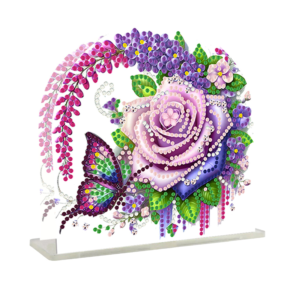 Acrylic Flowers Butterfly Diamond Painting Napkin Holder Ornament for Art Crafts