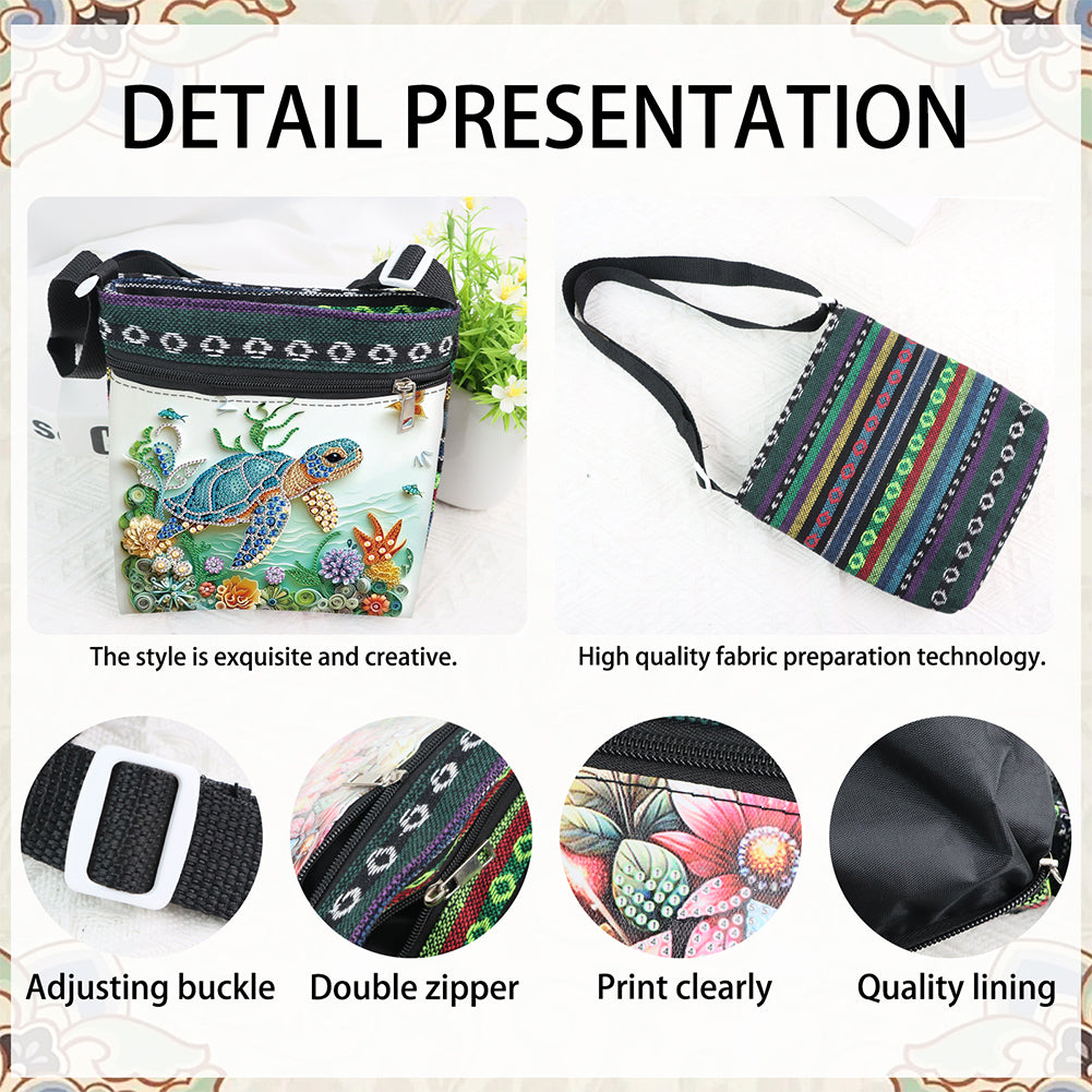 Flowers Animals 5D DIY Diamond Painting Shopper Bag Diamond Handmade Satchel Bag
